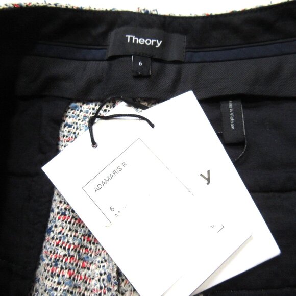 NWT Theory Adamaris in Tweed Single Pleat Wide Leg Fringe Hem Pants 6 x 31 - Picture 6 of 10